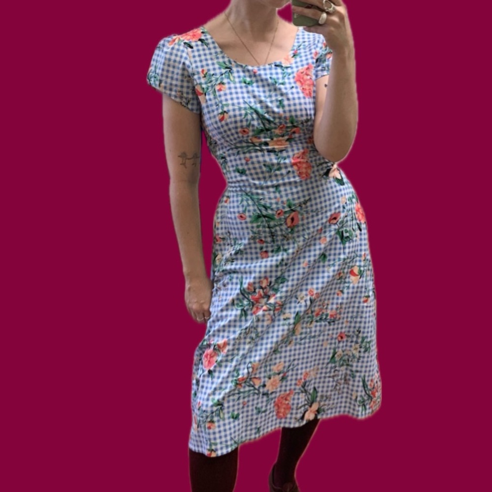 Rightful Owner Floral Gingham Dress